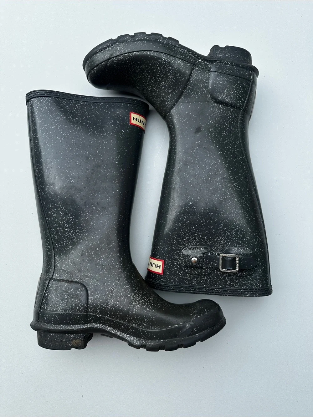 Hunter Mid-Calf Black Sparkle Rain Boots